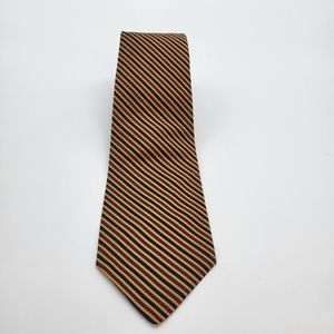 Brooks Brothers all silk tie in blue, red and tan stripped.